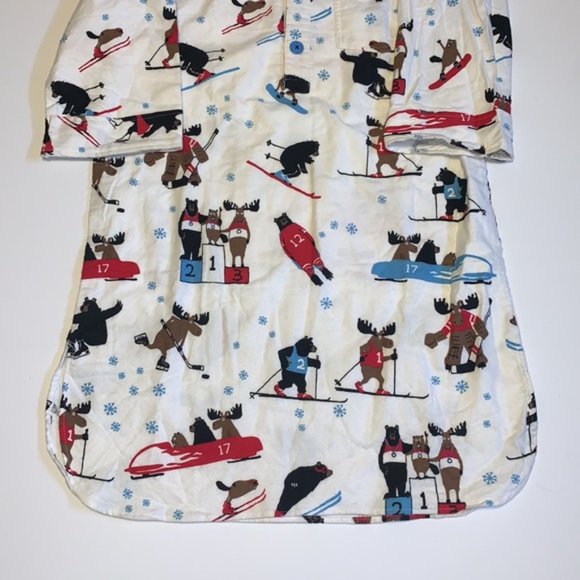 🆕 Hatley “Winter Sports” White Flannel Nightie - Women’s Size S/M - Picture 4 of 6